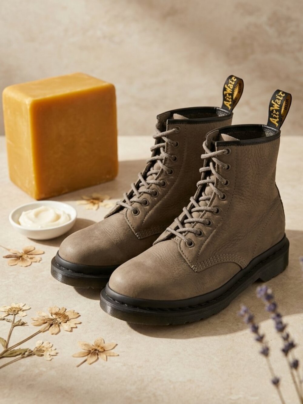 Dr. Martens 1460 Soft Matte Nubuck Leather 8-Eye Boots – Taupe – Unisex M10/L11